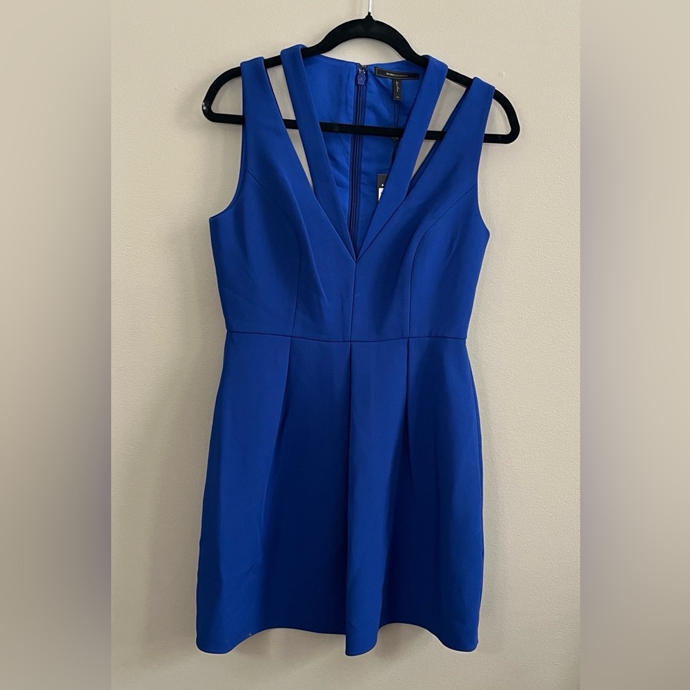 BCBGMaxAzria Claryre Royal Blue Plunge Neck Mini Dress size 8 new